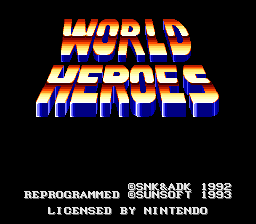 World Heroes (Europe) Title Screen